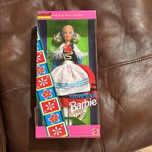 Mattel 1994 German Barbie Doll with Red and Blue Dress